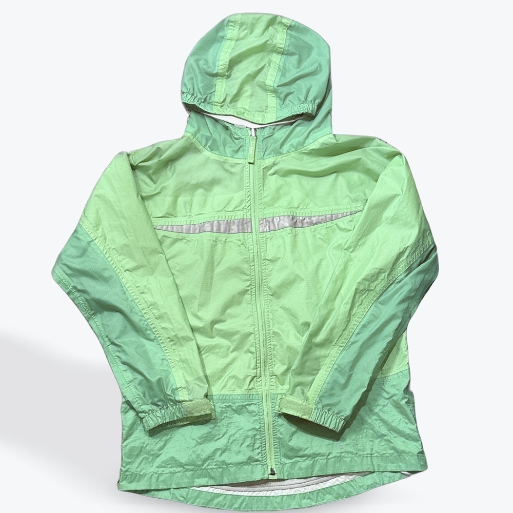 Vintage L.L. Bean Two-Tone Green Wind Rain Jacket with Reflective Accents XL